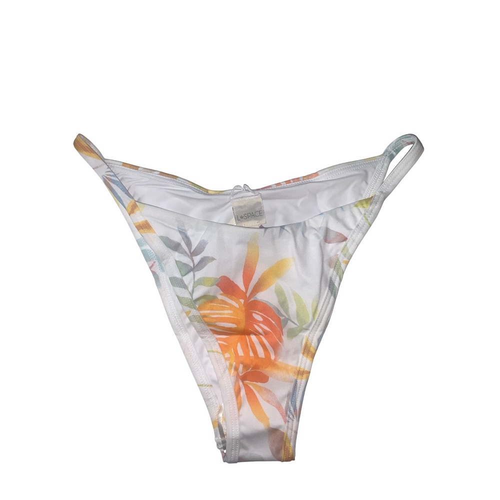 L*Space Jay Bottom Bitsy Swimsuit Bottom Tropical Print White